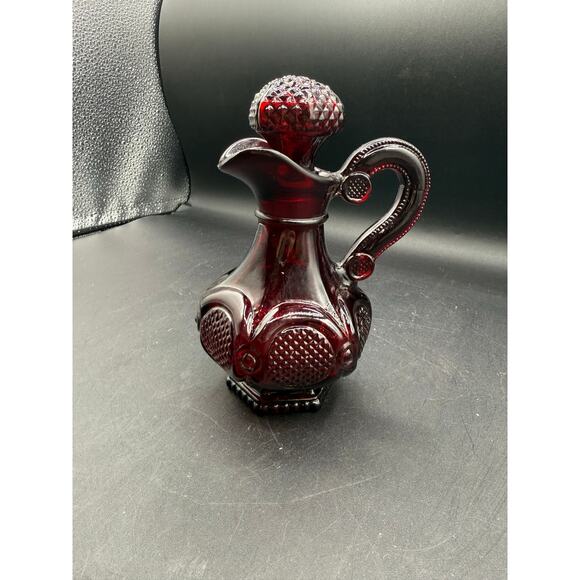 Vintage 1876 Avon Ruby Red Cape Cod Collection Syrup Pourer Bottle - Picture 8 of 8